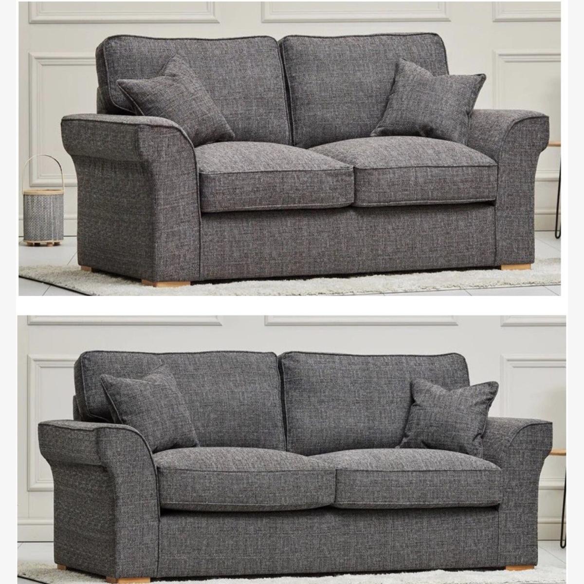 Hugo Lisbon Fabric 3 And 2 seater sofa set - Grey – image 1