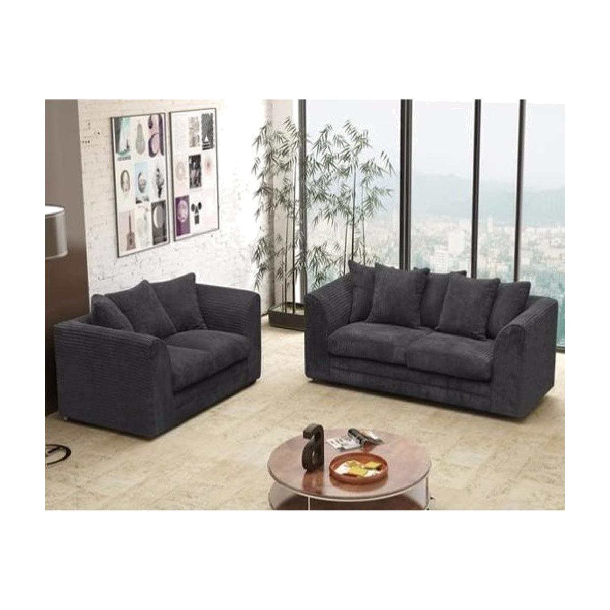 Dylo Jumbo cord 3 and 2 Seater Sofa set - Black