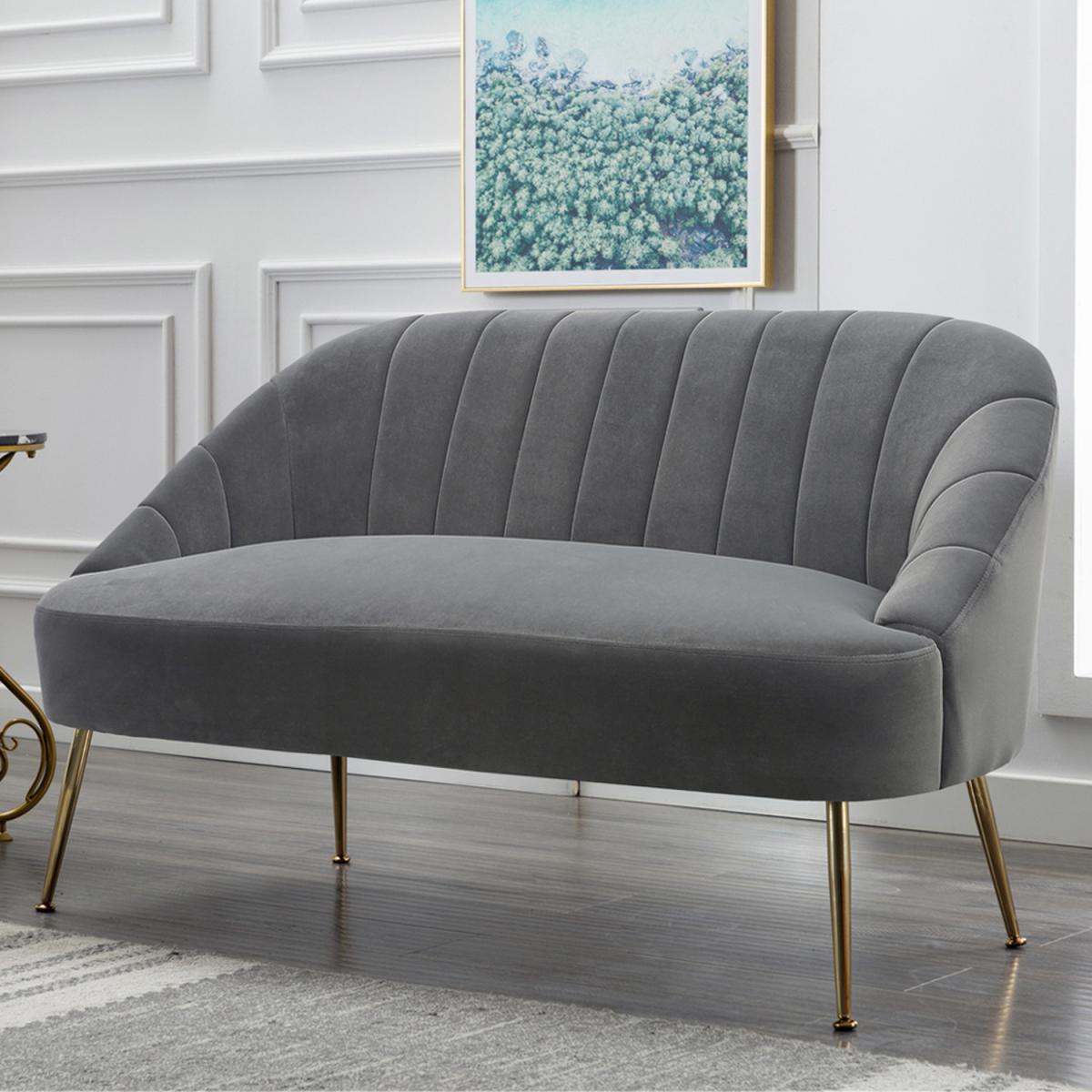 Velvet Comfy Tub Chair Double Seat Sofa - Grey – image 4