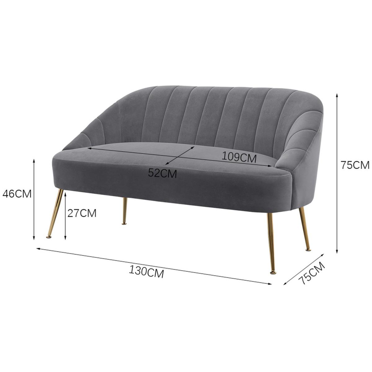 Velvet Comfy Tub Chair Double Seat Sofa - Grey – image 5