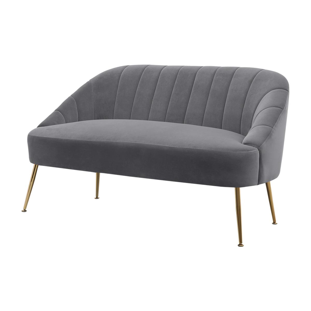 Velvet Comfy Tub Chair Double Seat Sofa - Grey – image 1