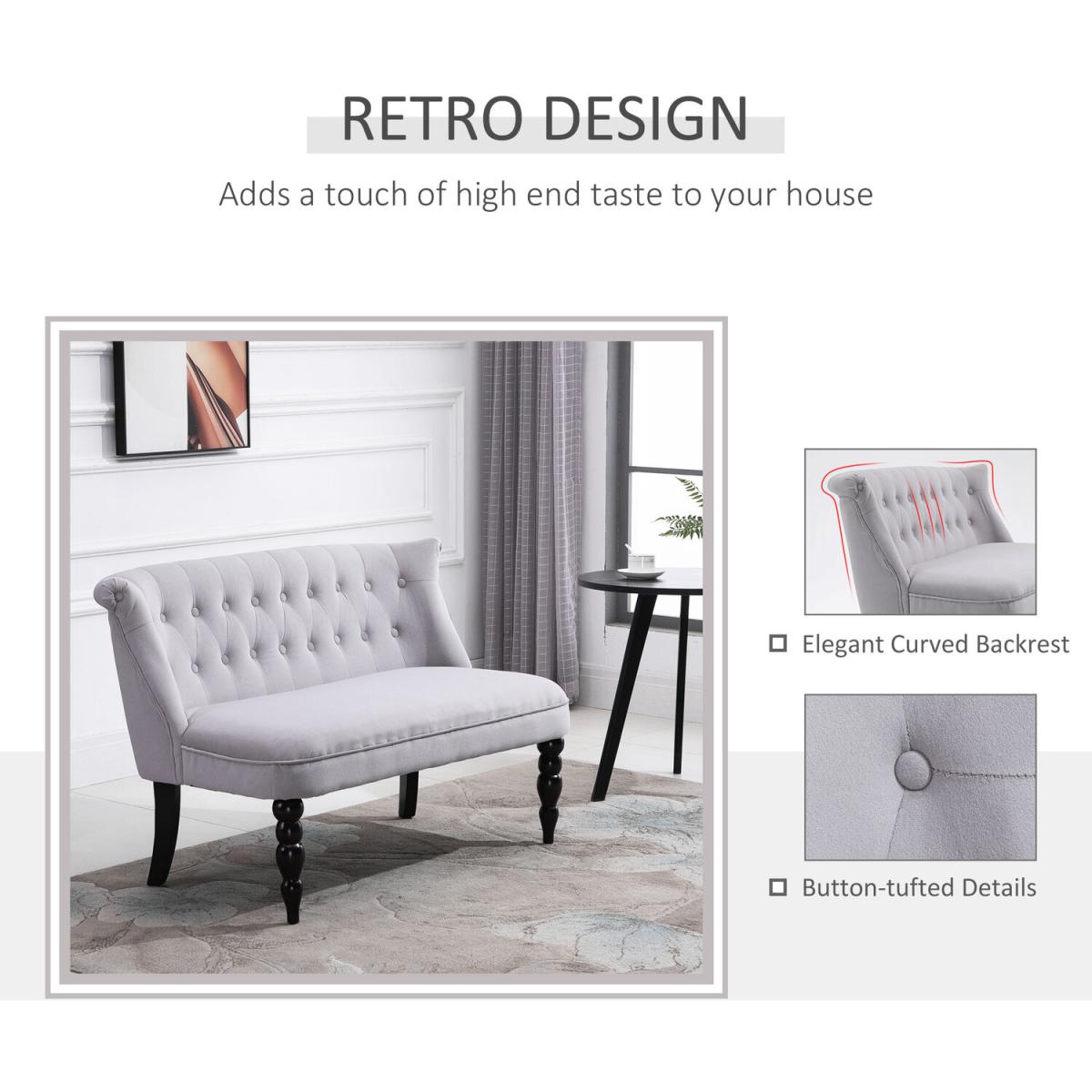 French Inspired Two Seat Lounger  - Grey – image 3