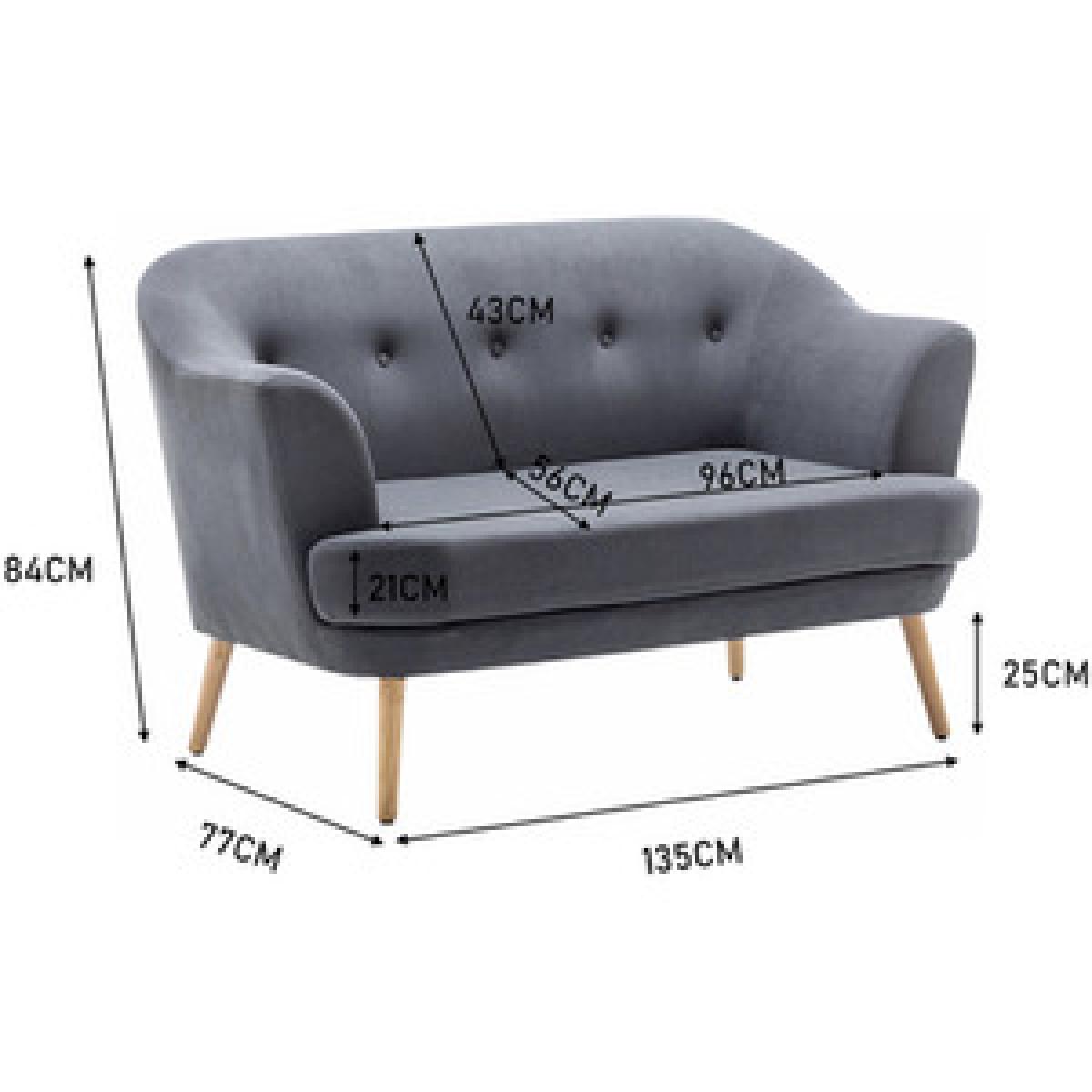 Velvet 2 Seat Accent Sofa Chair Grey  - Grey-Pink – image 11