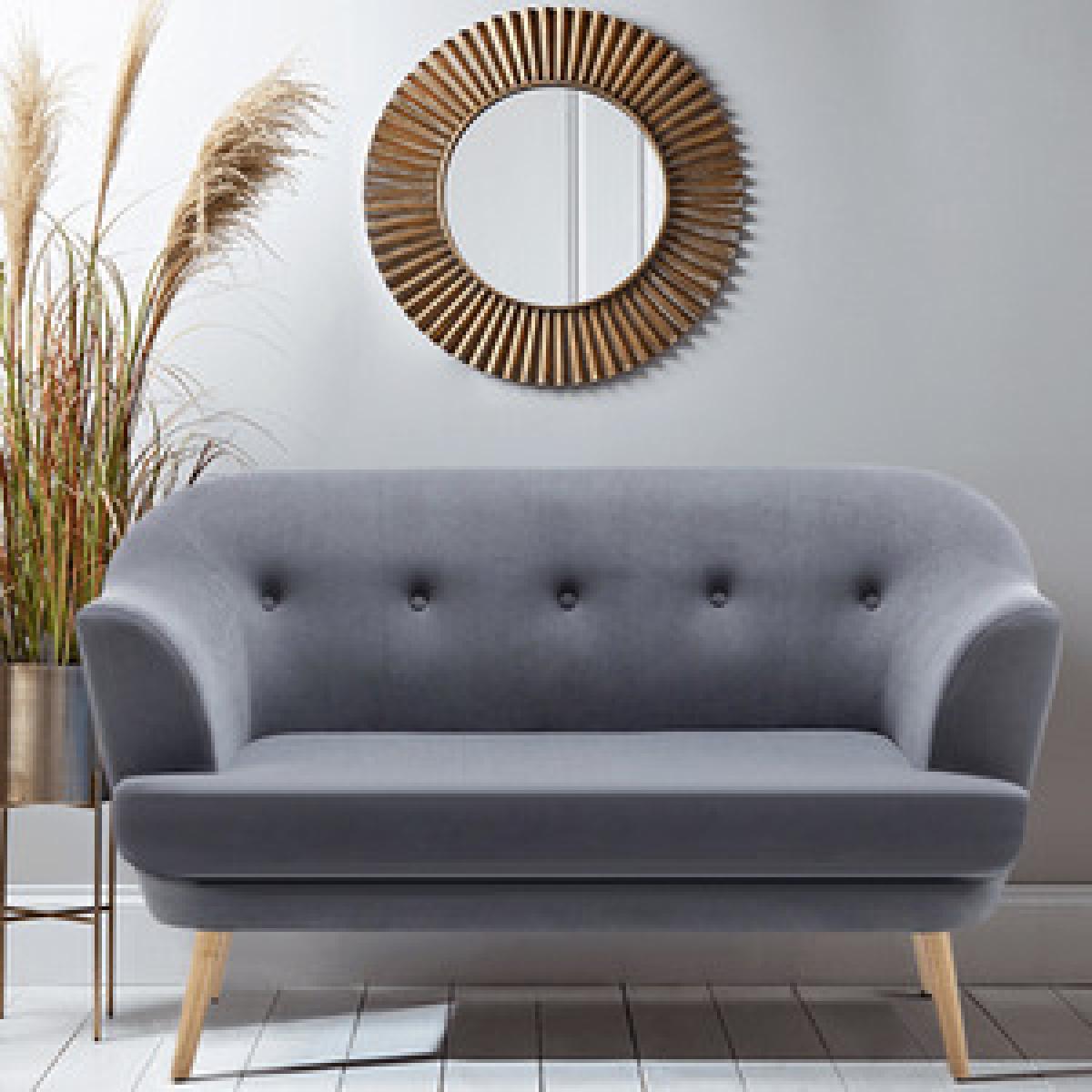 Velvet 2 Seat Accent Sofa Chair Grey  - Grey-Pink – image 12