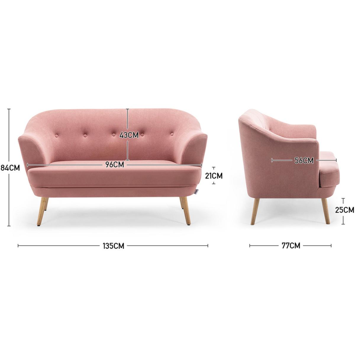 Velvet 2 Seat Accent Sofa Chair Grey  - Grey-Pink – image 7