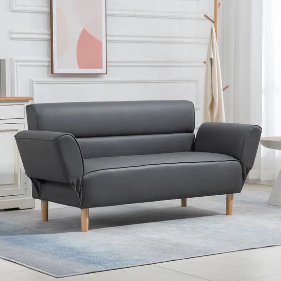 2 Seater Sofas for Living Room Love Seat with Adjustable Armrest - Grey – image 1