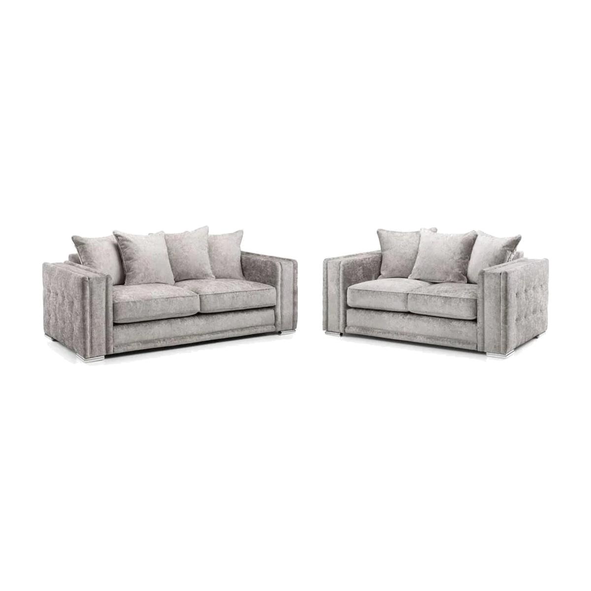 Ashley Chenille Fabric 3 and 2 Seater Sofa Set - Truffle - Truffle