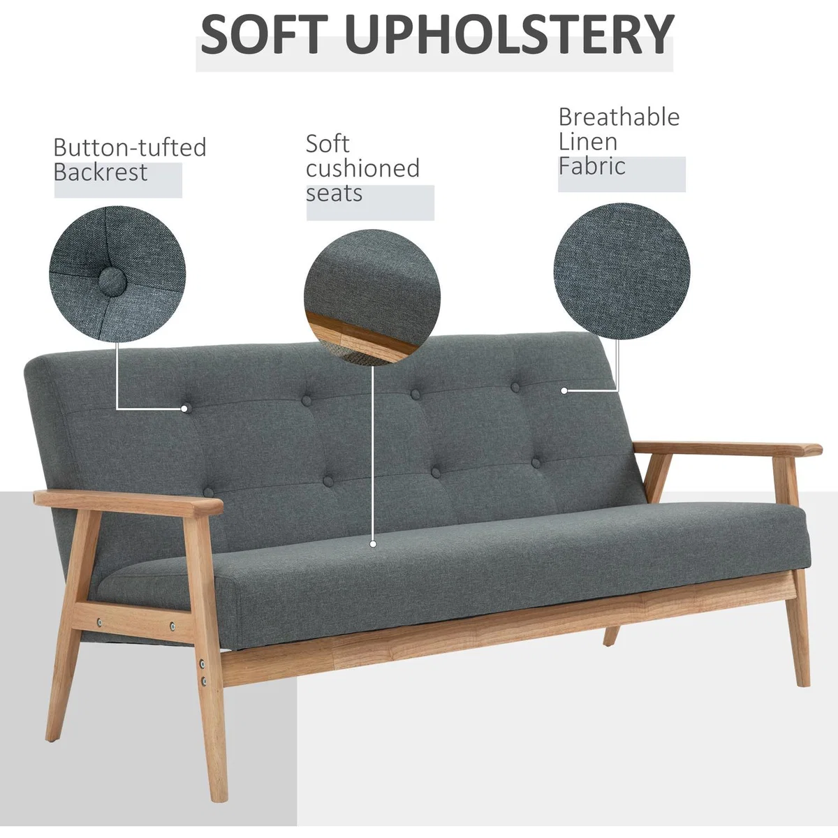 Modern Fabric Sofa - Grey – image 3
