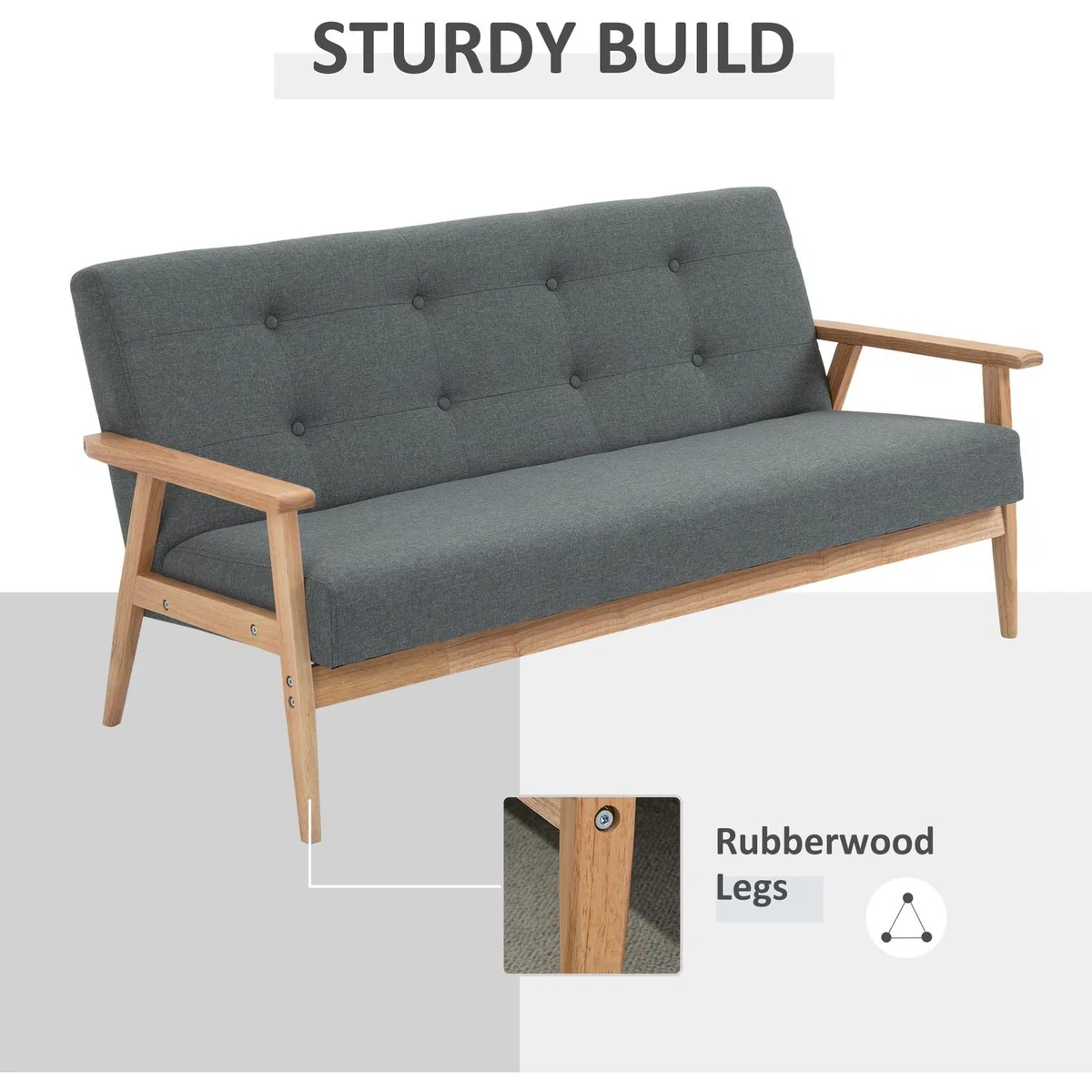 Modern Fabric Sofa - Grey – image 4