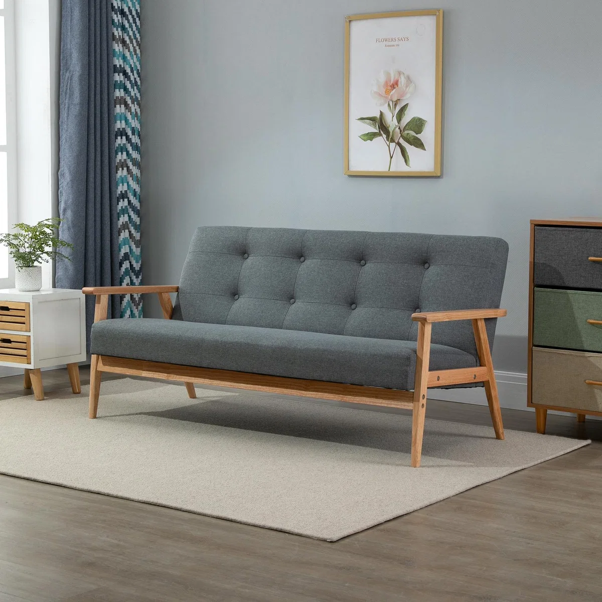 Modern Fabric Sofa - Grey – image 6