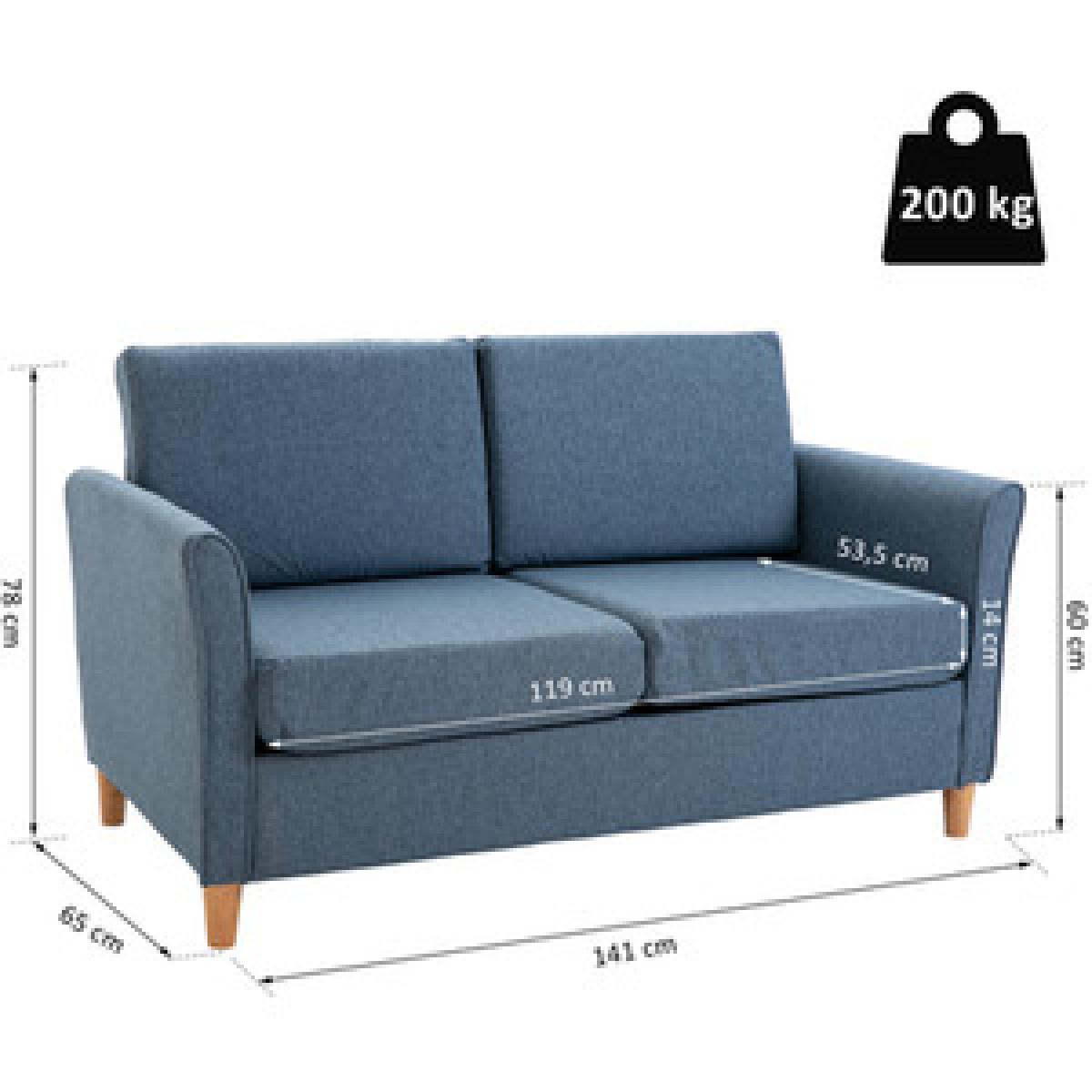 Sofa Double Seat Compact Couch with Armrest - Light grey – image 15