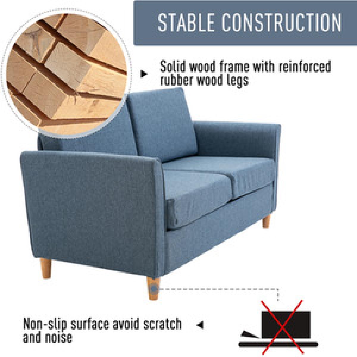 Sofa Double Seat Compact Couch with Armrest - Light grey – image 16