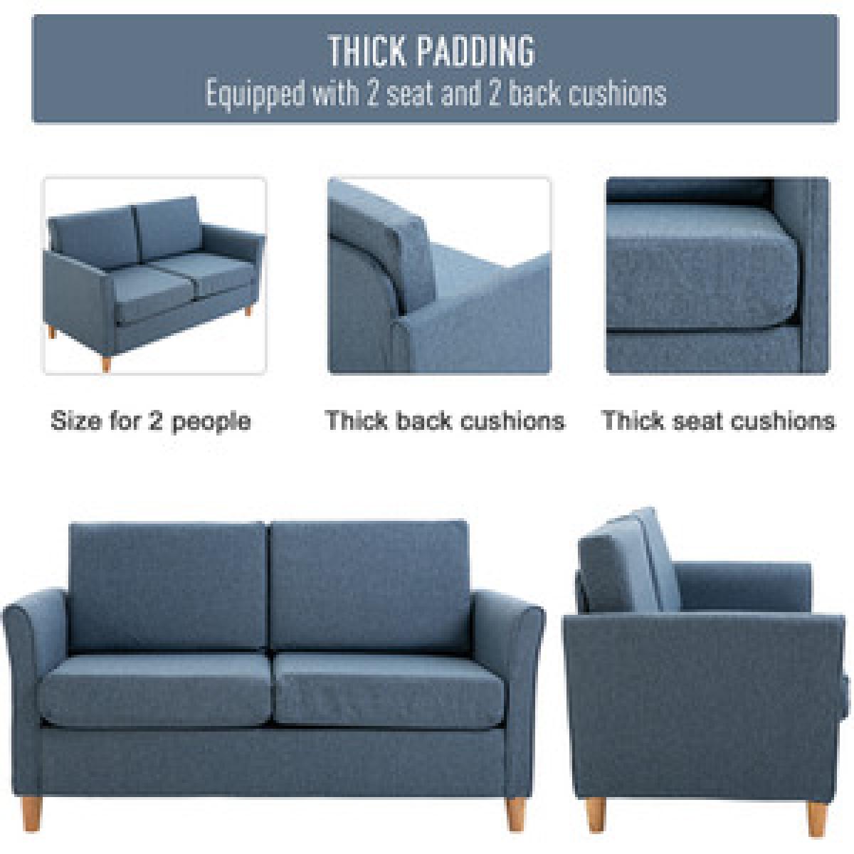 Sofa Double Seat Compact Couch with Armrest - Light grey – image 17