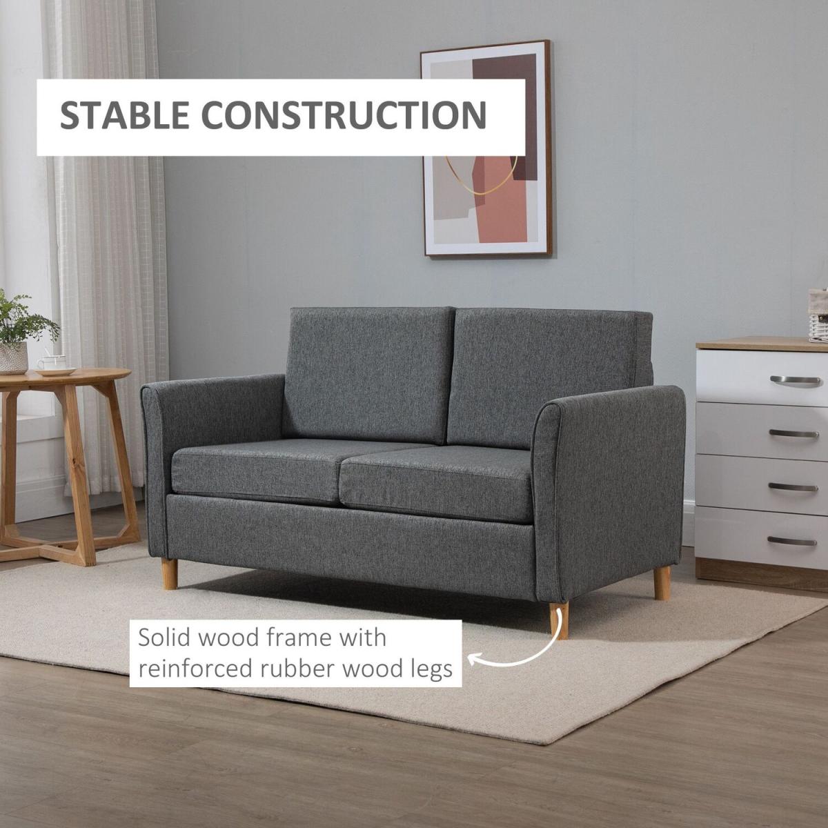 Sofa Double Seat Compact Couch with Armrest - Light grey – image 3