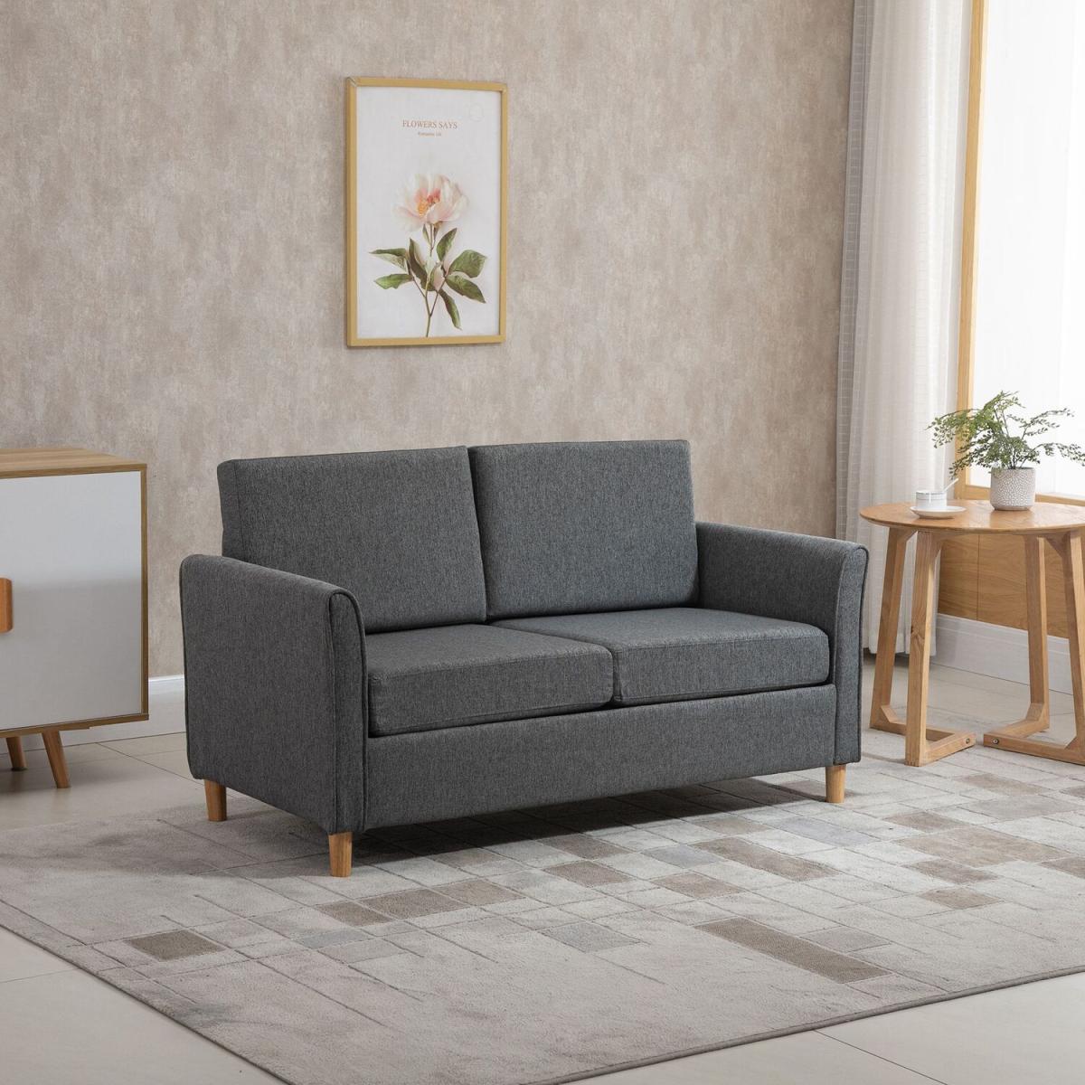 Sofa Double Seat Compact Couch with Armrest - Light grey – image 1