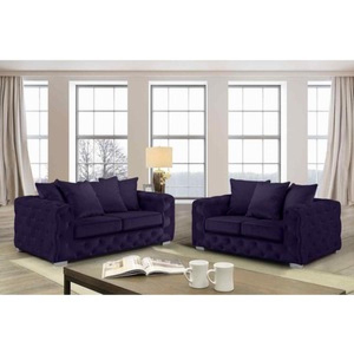 Owen 3 & 2 Seater Sofa in Plush Velour Velvet Fabric - Parchment – image 2