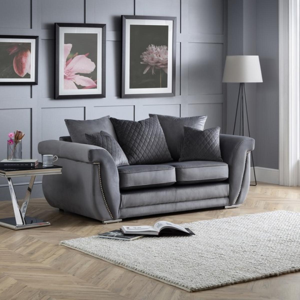 The Leah 2 Seater Sofa Scatter Back - Grey