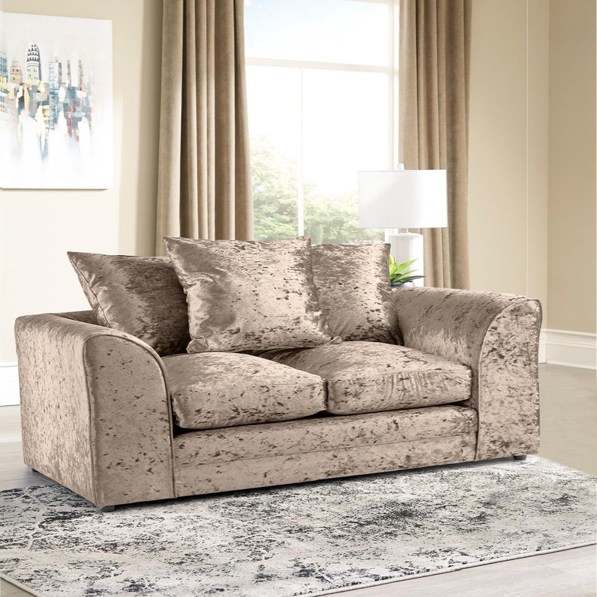 Mirana Modern Crush Velvet 2 Seater Sofa - Brown – image 2