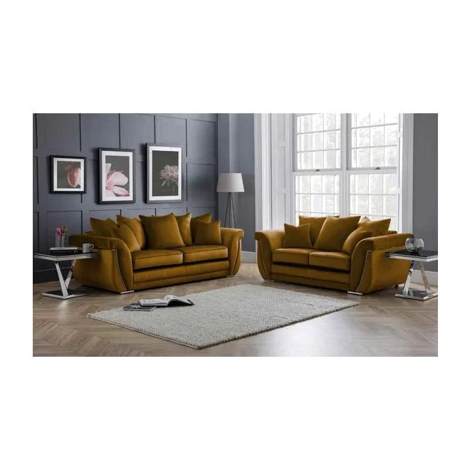 Luca 3 and 2 Seater Scatterback Sofa Set - Gold – image 1