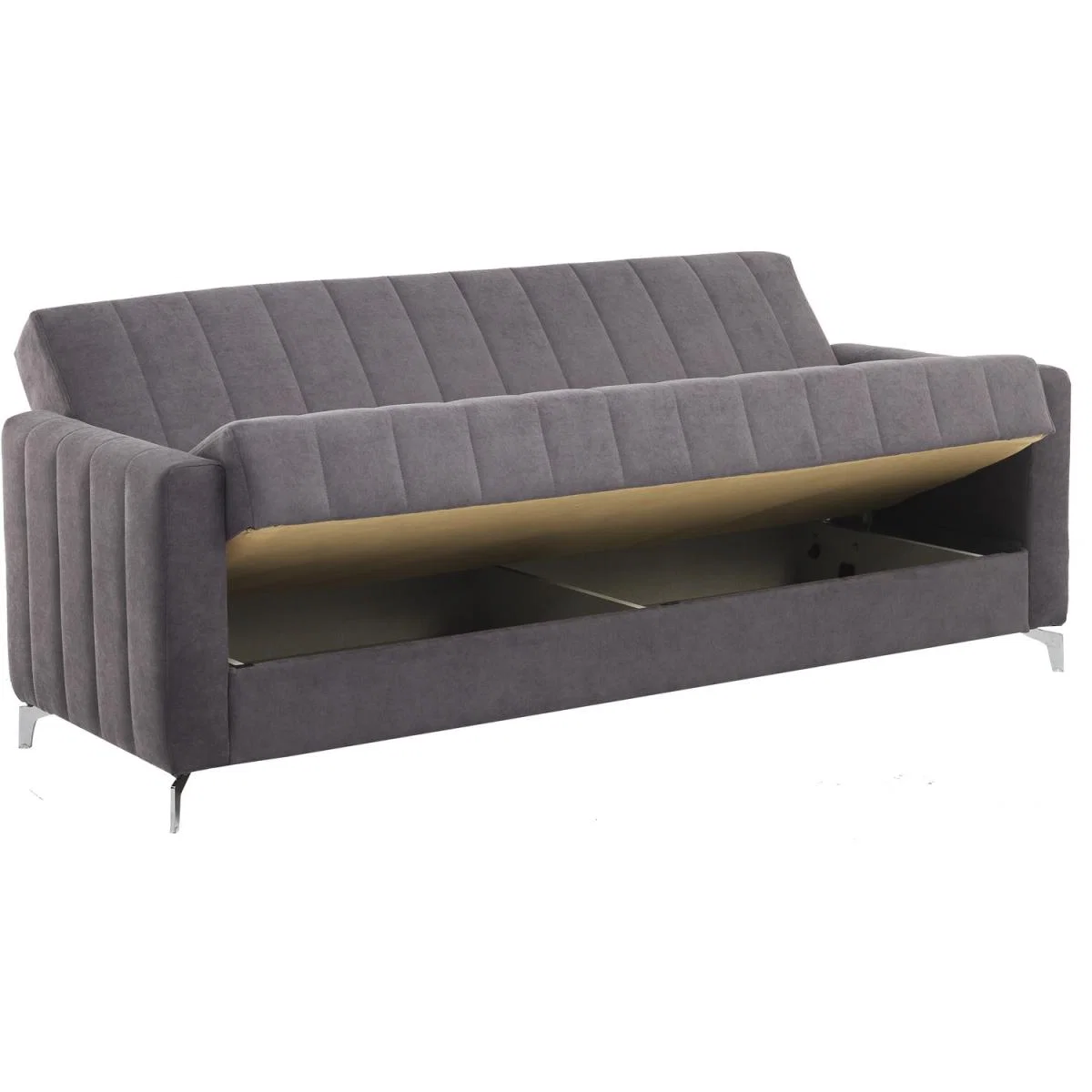 Connie Velvet Sofa Bed 2 Seater with Storage - Grey – image 2
