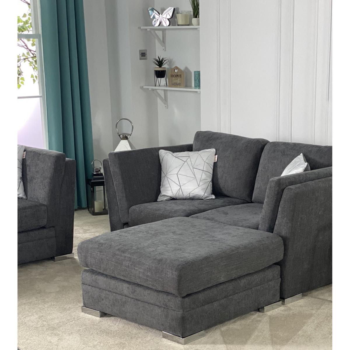 Charlotte 2 Seat Sofa With Footstool - Light grey – image 2