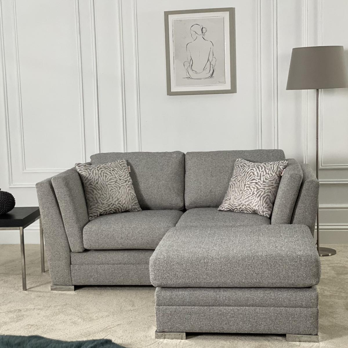 Charlotte 2 Seat Sofa With Footstool - Light grey – image 1