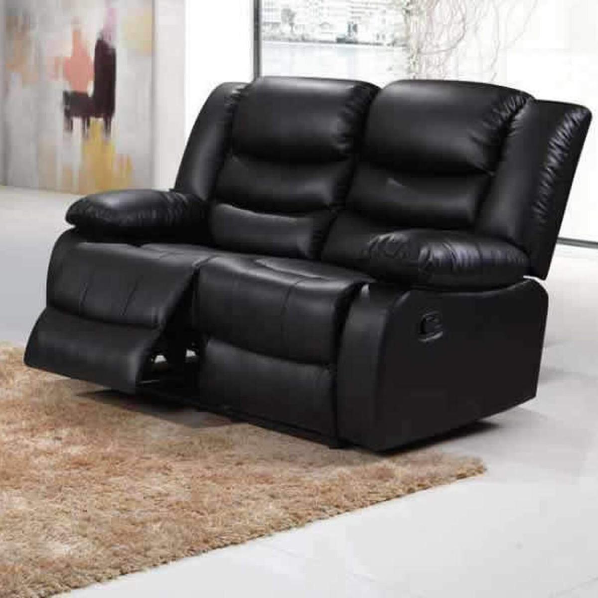 Roma Recliner 2 Seater Black - Black