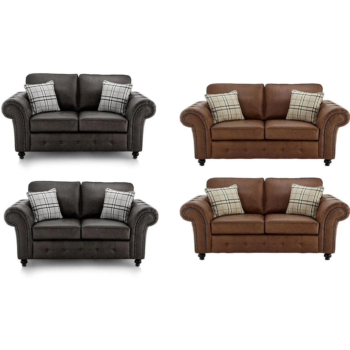 Oakland 2 Seater and 2 Seater Sofa Set - Brown – image 3