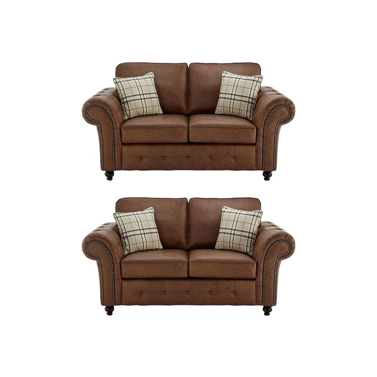 Oakland 2 Seater and 2 Seater Sofa Set - Brown – image 1