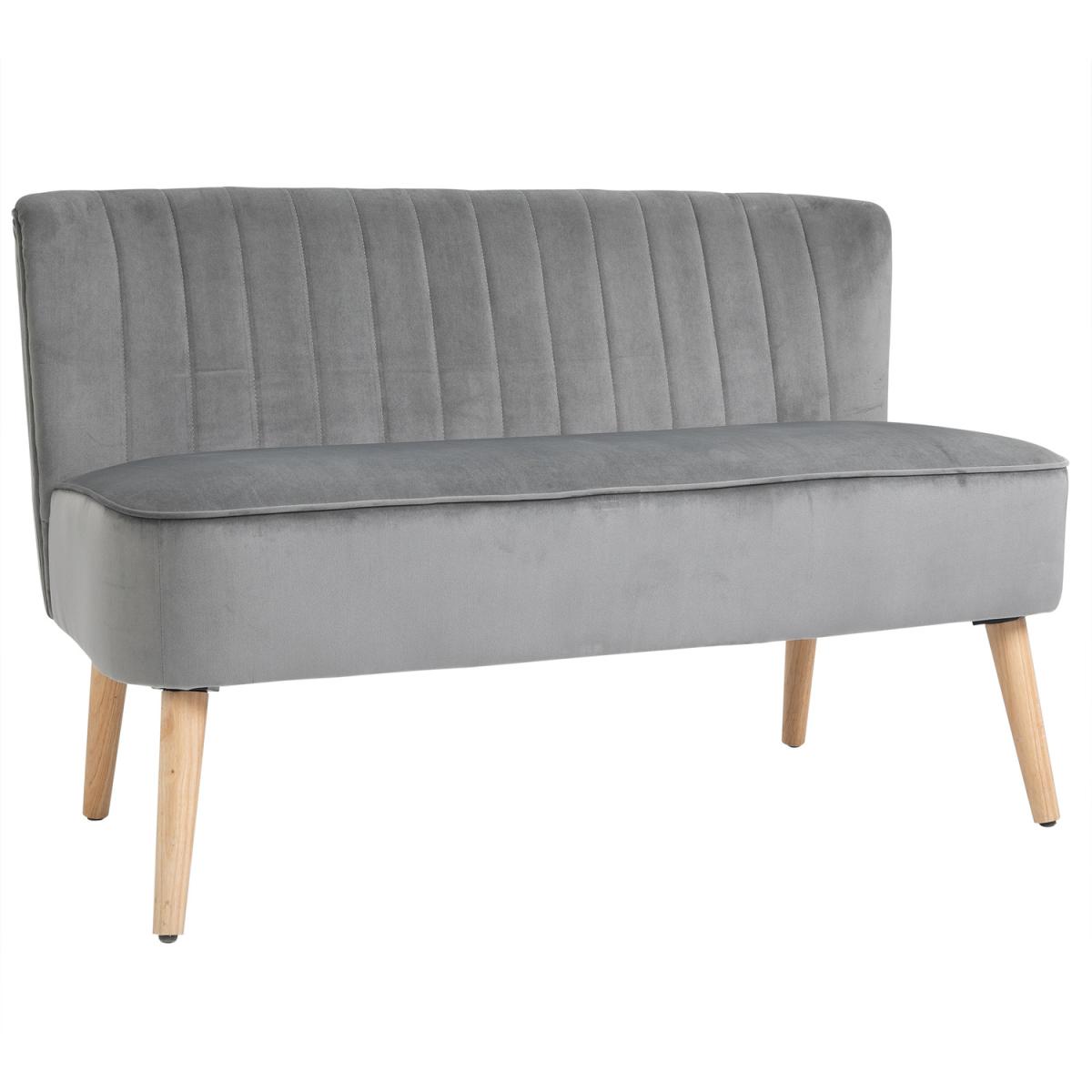 Modern Double Seat Sofa with Wooden Frame - Grey – image 2