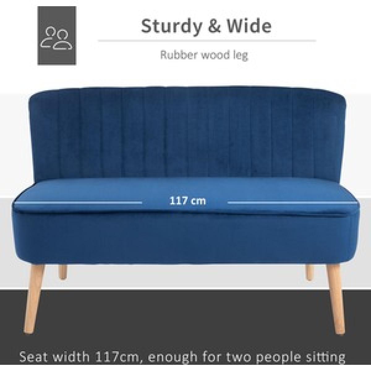 Modern Double Seat Sofa with Wooden Frame - Grey – image 20