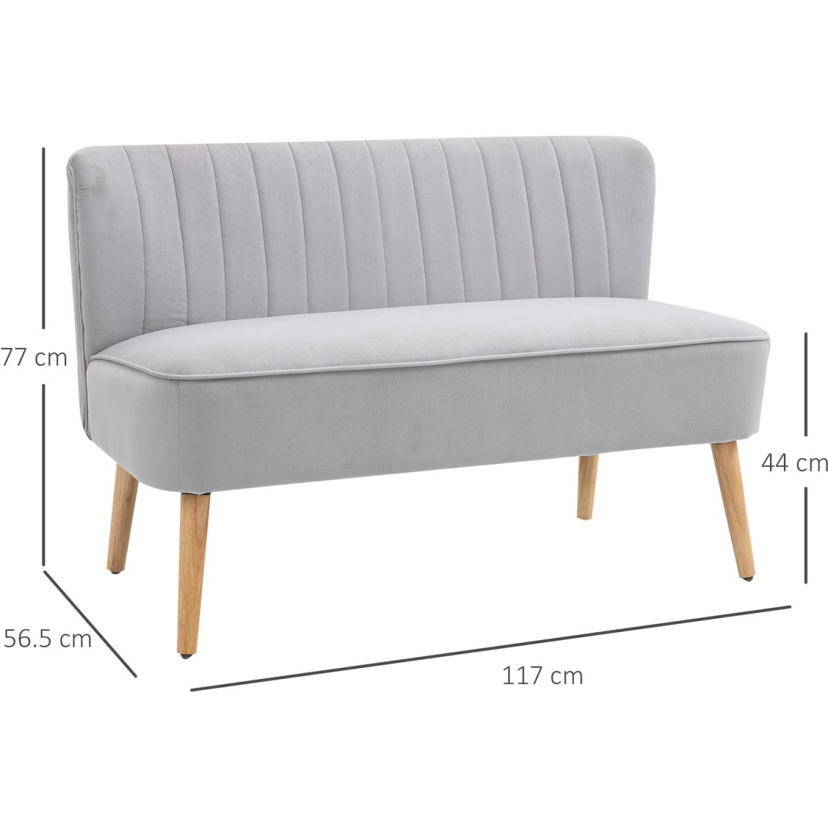 Modern Double Seat Sofa with Wooden Frame - Grey – image 3