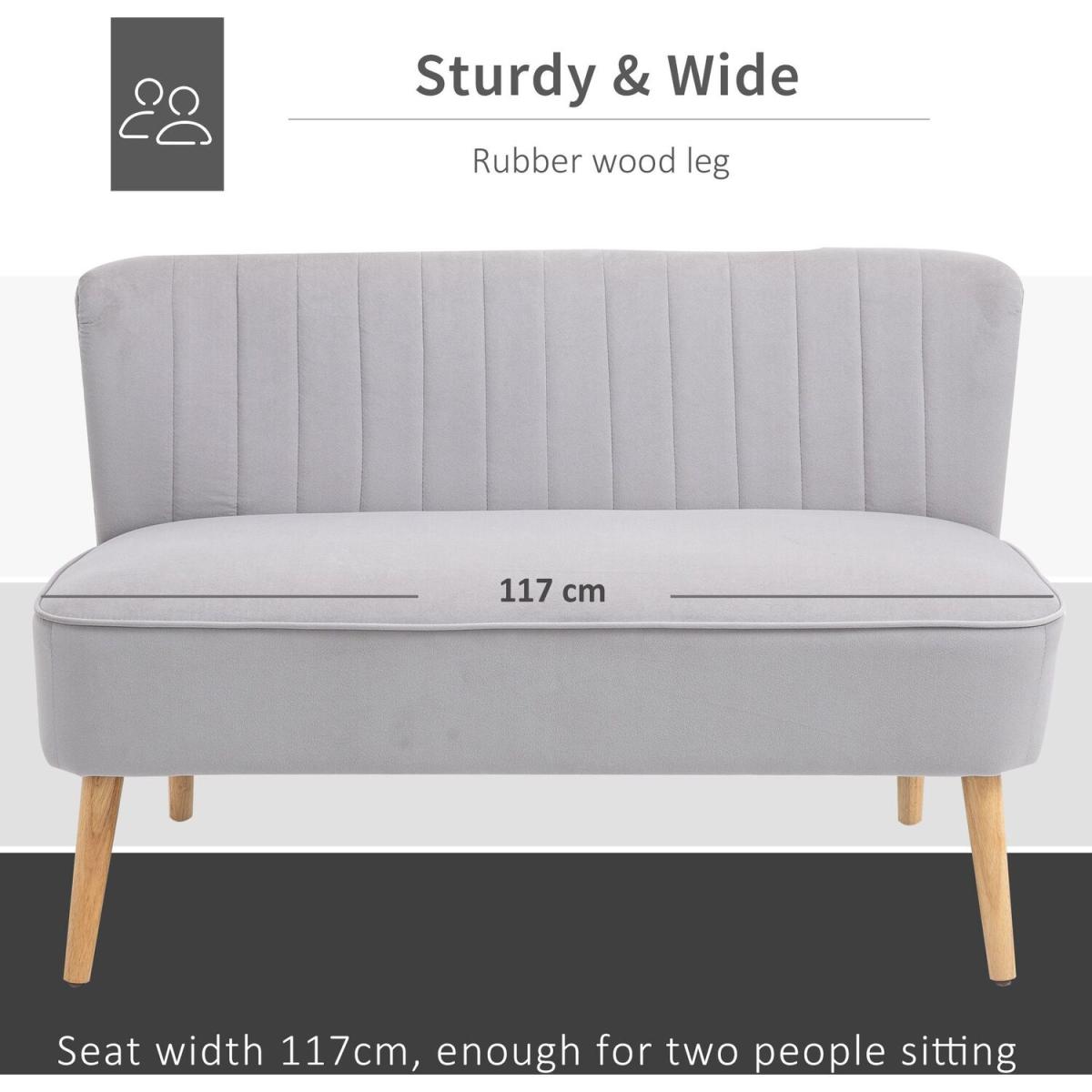 Modern Double Seat Sofa with Wooden Frame - Grey – image 5