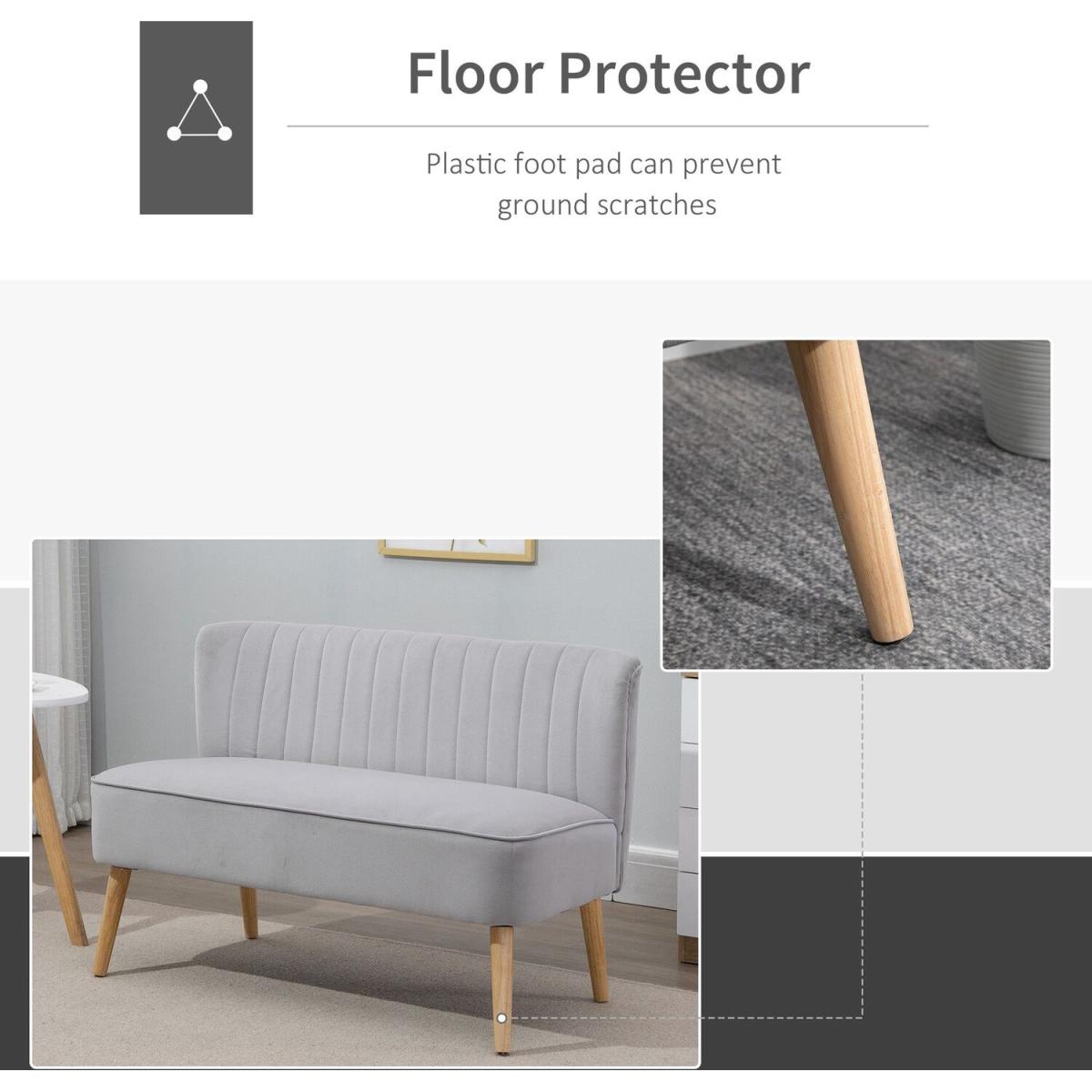 Modern Double Seat Sofa with Wooden Frame - Grey – image 6