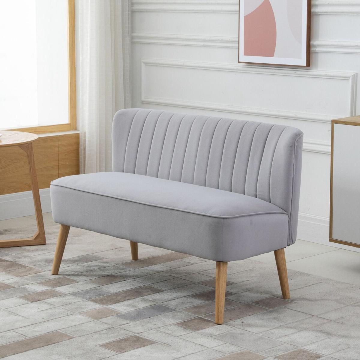 Modern Double Seat Sofa with Wooden Frame - Grey – image 1