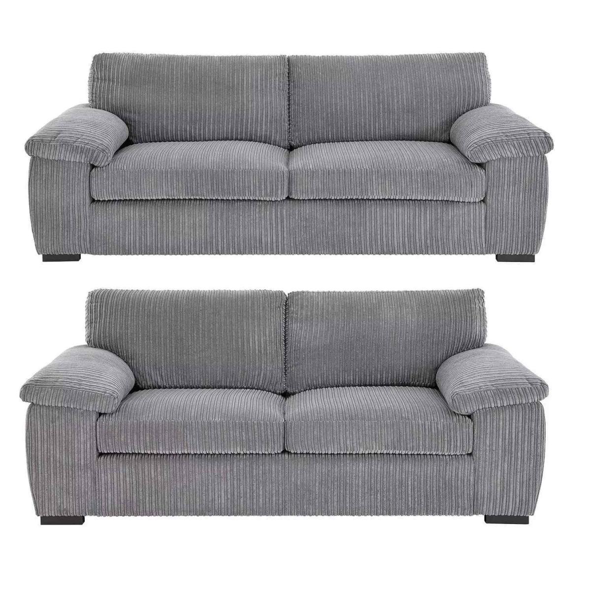 Amara Modern Jumbo Cord 32 Sofa Set - Grey – image 2