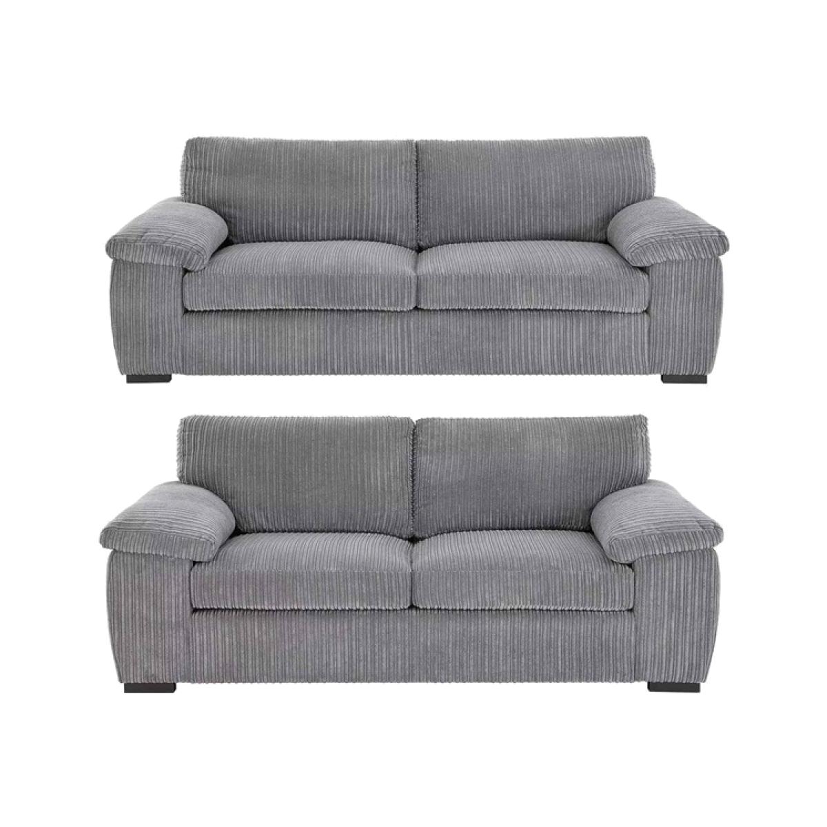 Amara Modern Jumbo Cord 32 Sofa Set - Grey – image 1
