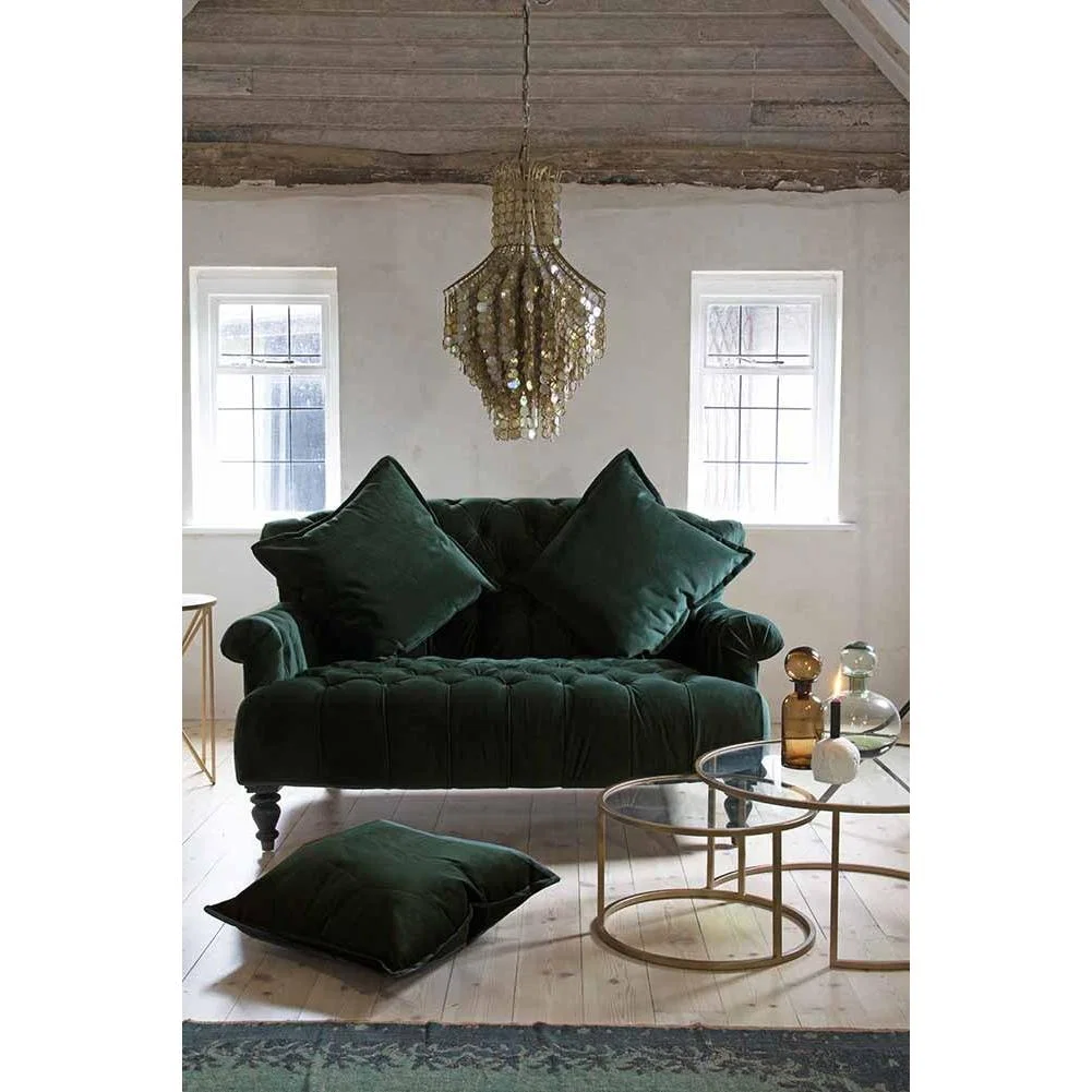 Forest Green Velvet 2 Seater Sofa – image 2
