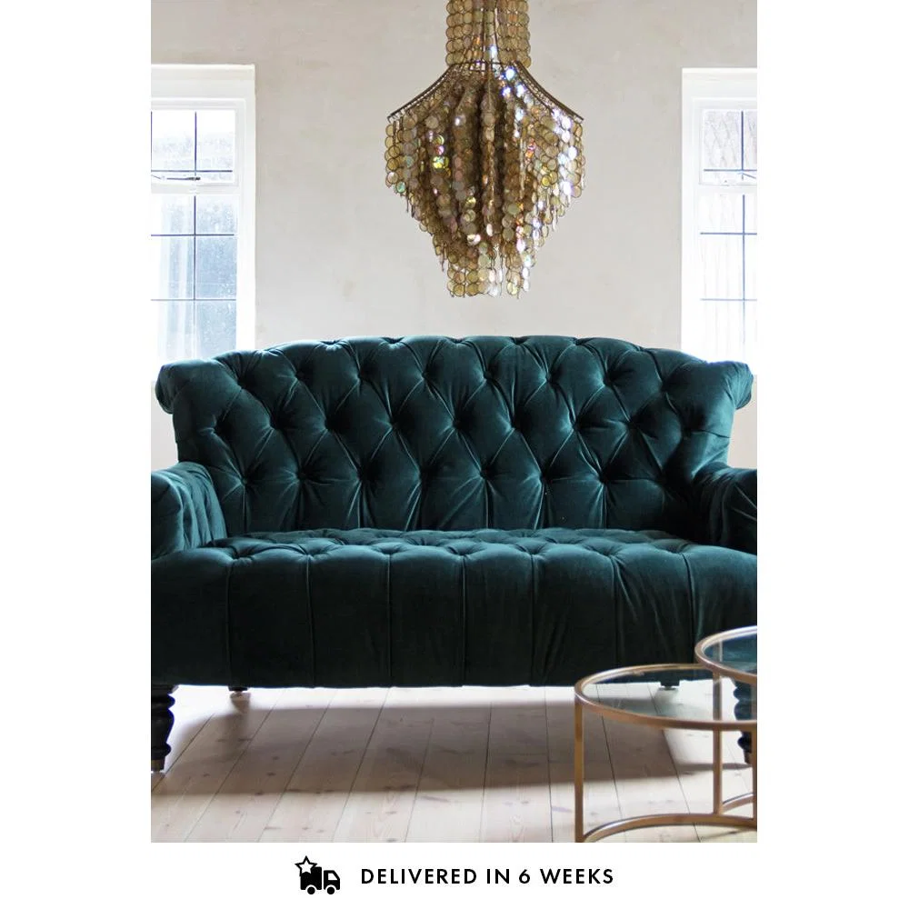 Forest Green Velvet 2 Seater Sofa – image 4