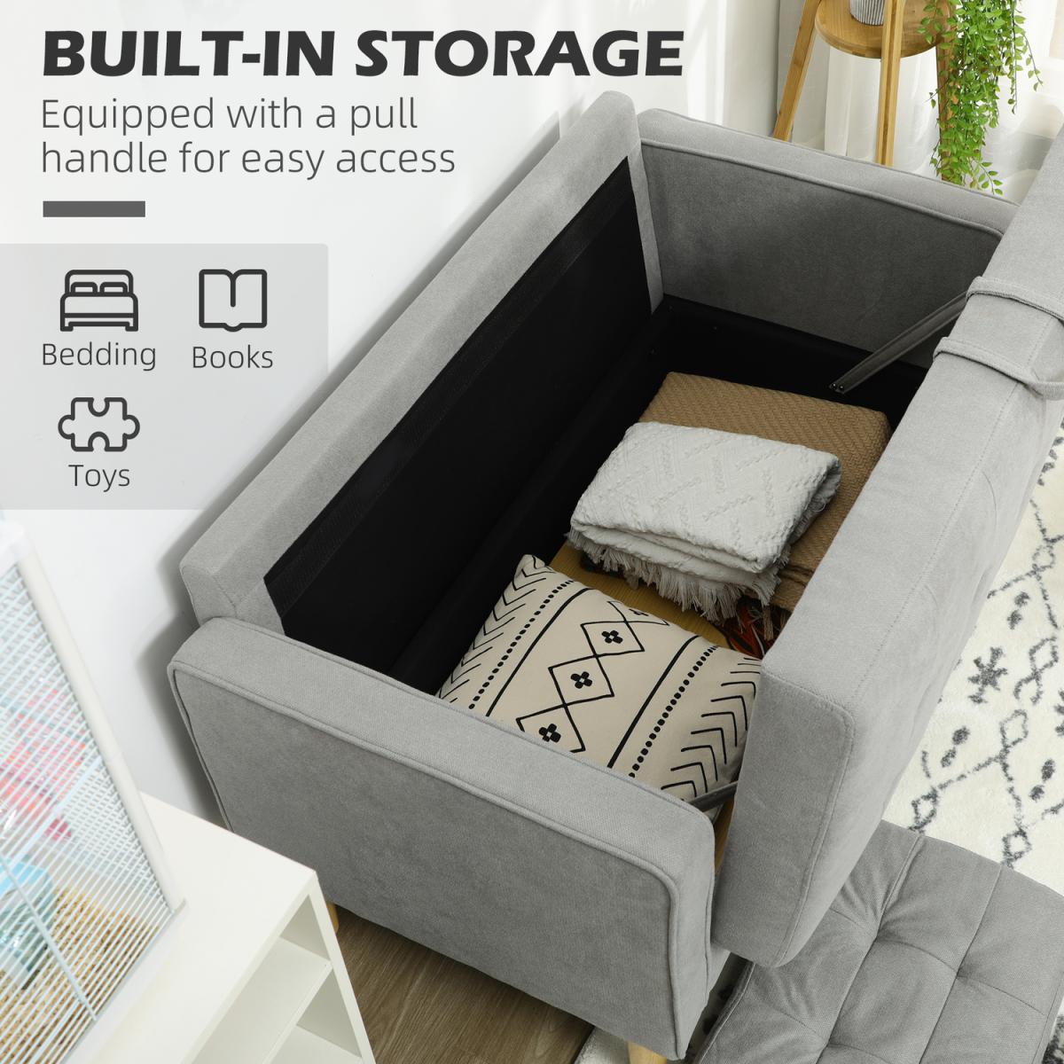 Modern 2 Seater Sofa with Storage Compact Tufted Couch 839-032V71LG - Light Grey – image 5