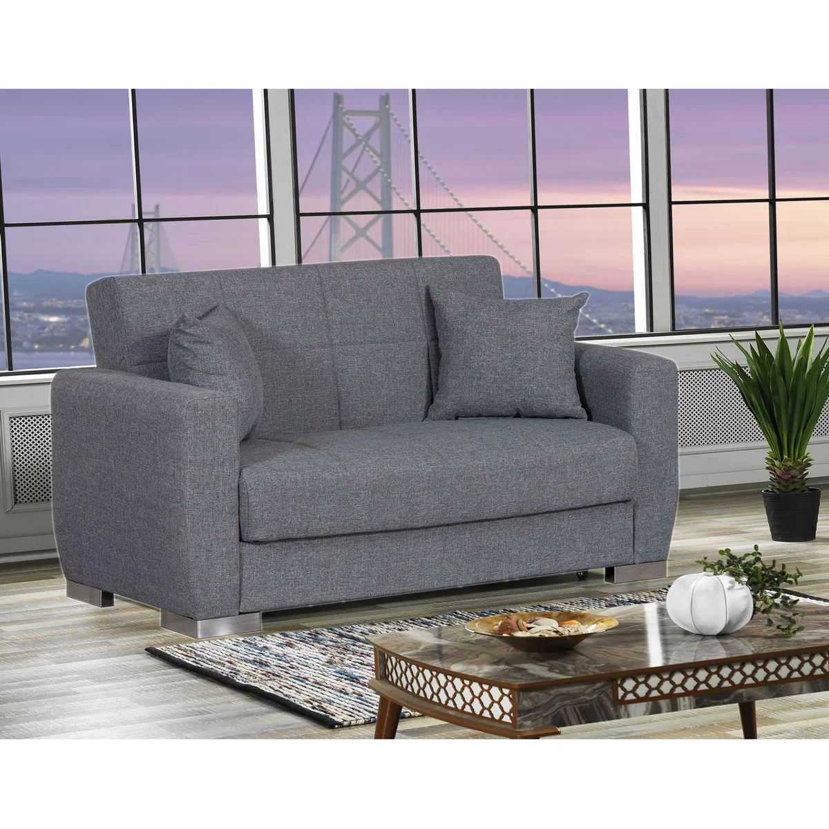 Dennis Linen Sofa Bed 2 Seater - Grey – image 2