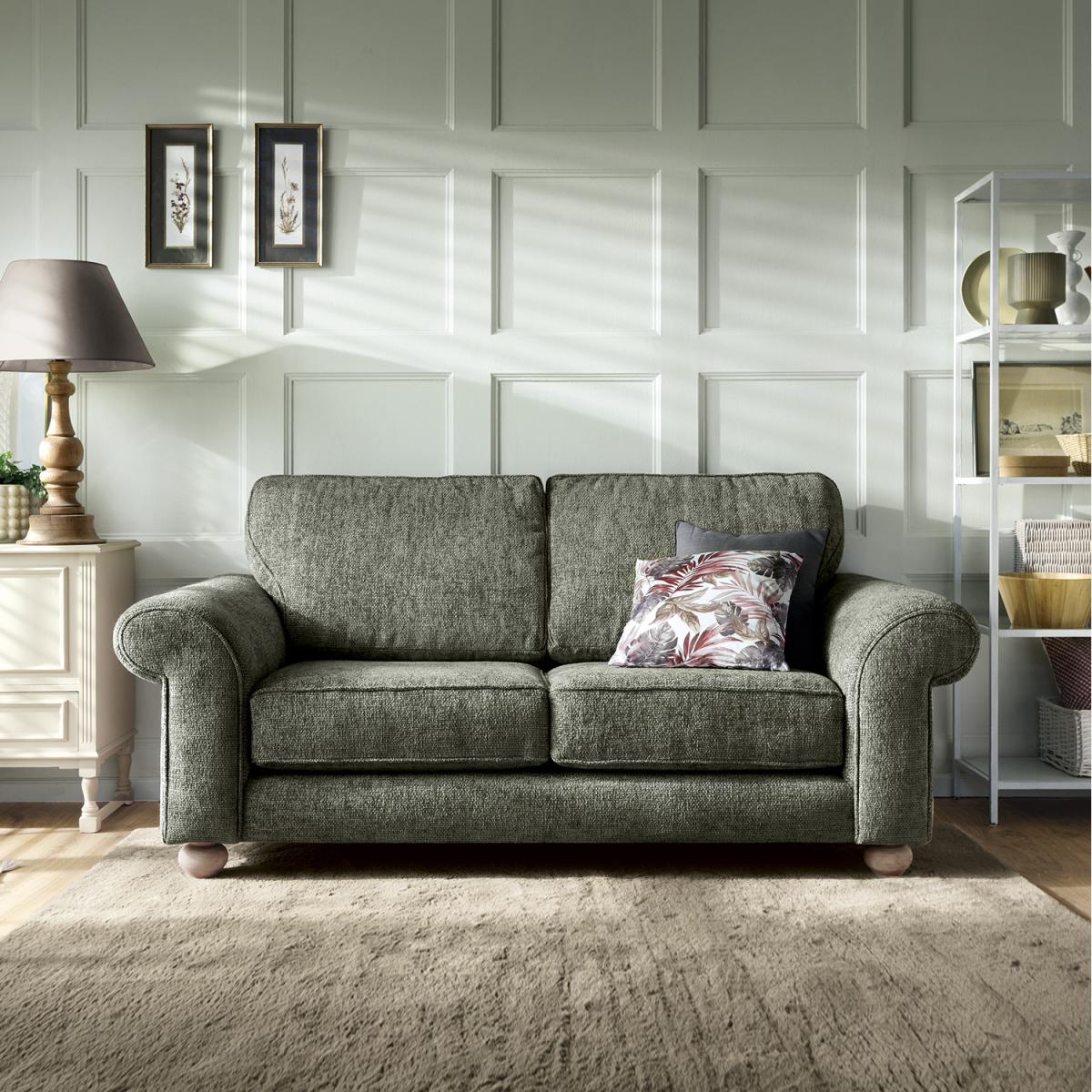 Ingrid 2 Seater Sofa in Braided Chenille - Rifle Green