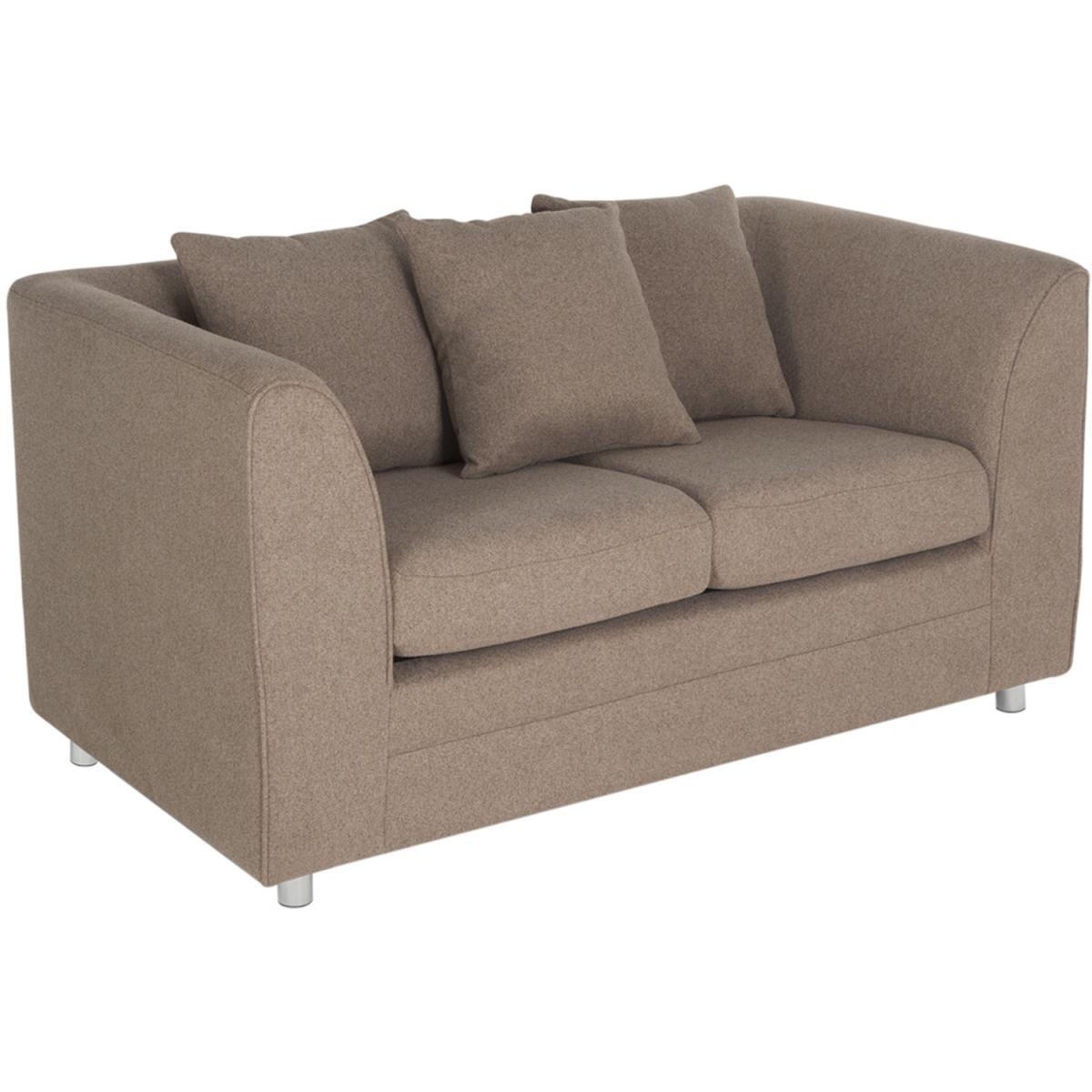 Modern Linen Upholstered 2-Seater Sofa - Coffee – image 2