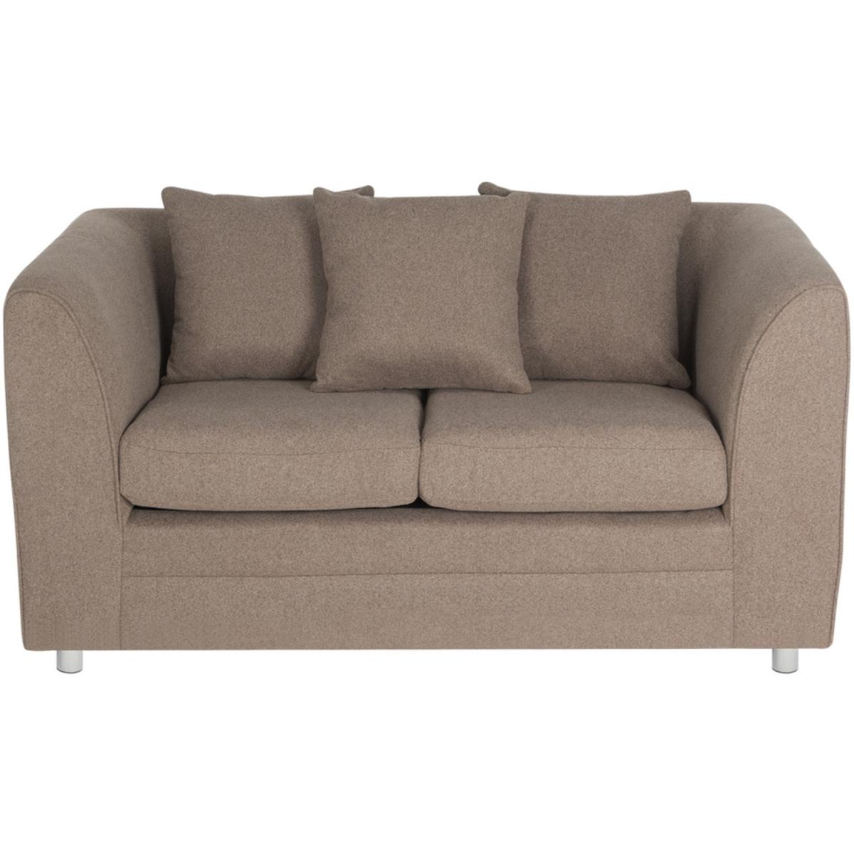 Modern Linen Upholstered 2-Seater Sofa - Coffee – image 3