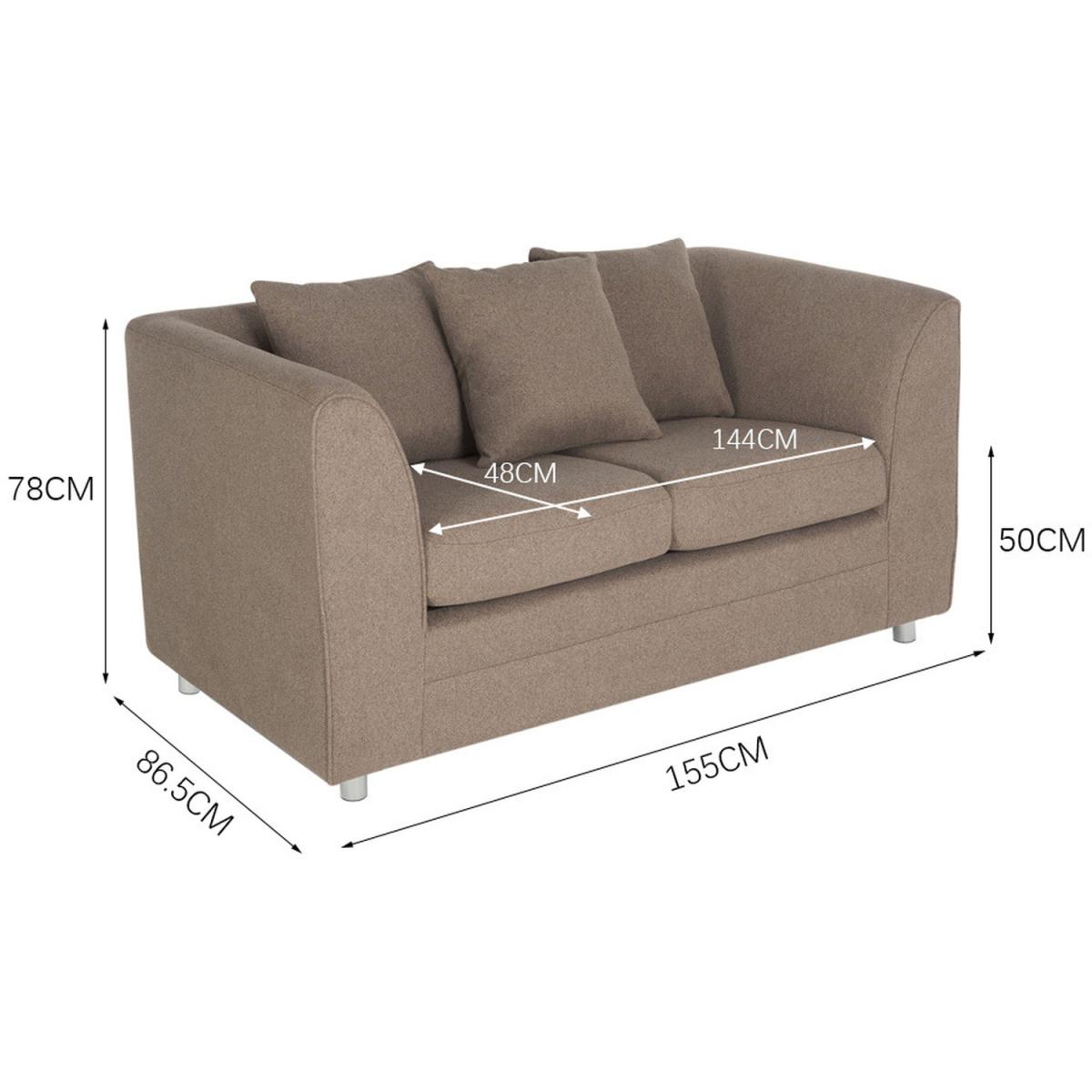 Modern Linen Upholstered 2-Seater Sofa - Coffee – image 7
