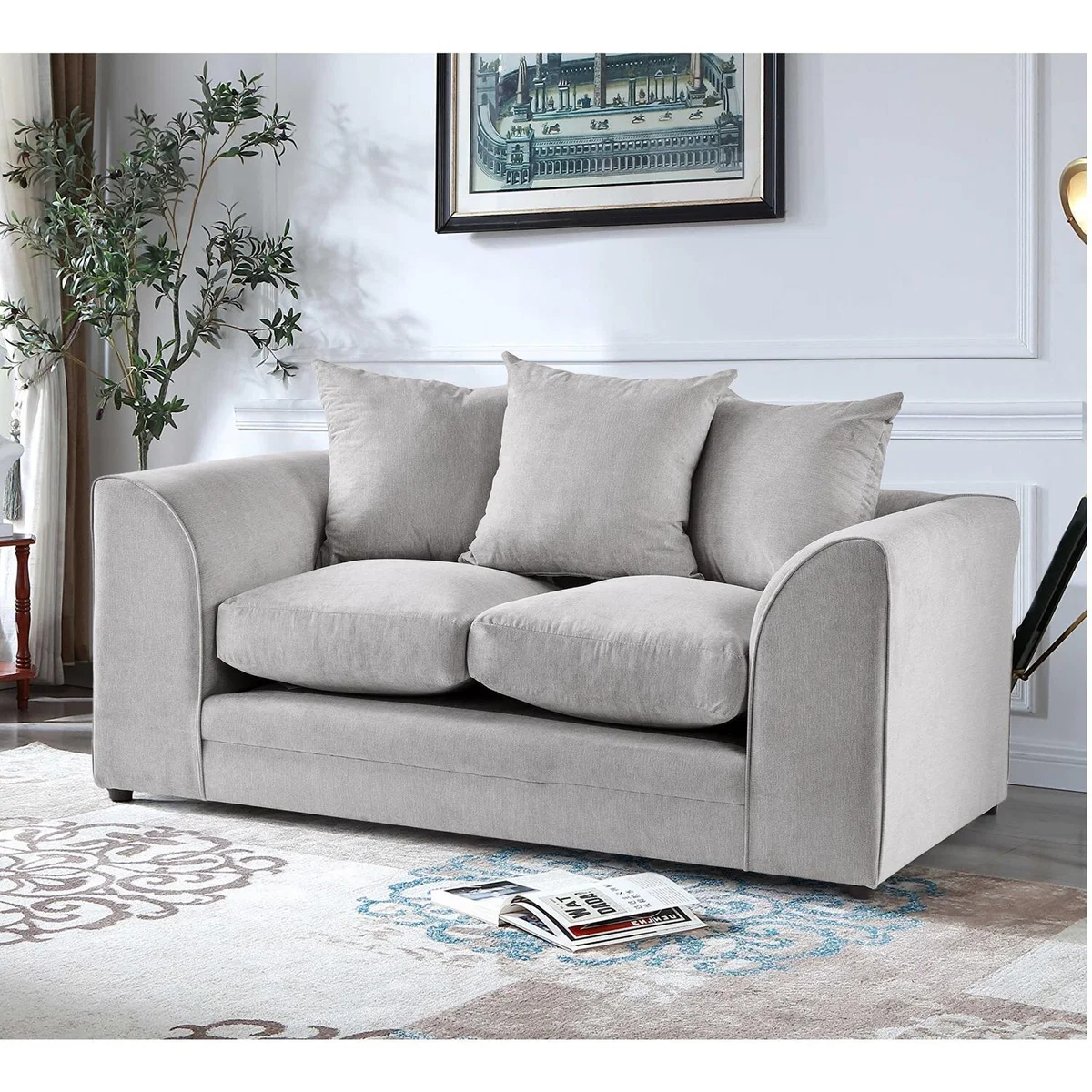 Mirana Modern Plush Velvet 2 Seater Sofa - Grey – image 3