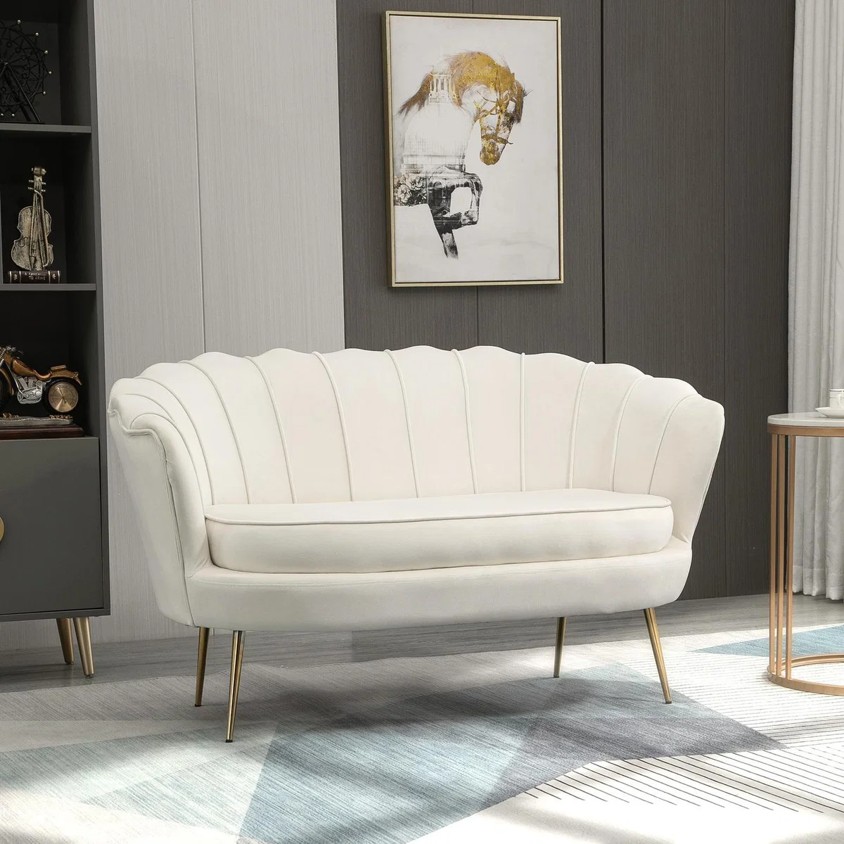 HOMCOM Modern 2 Seater Sofa - Cream