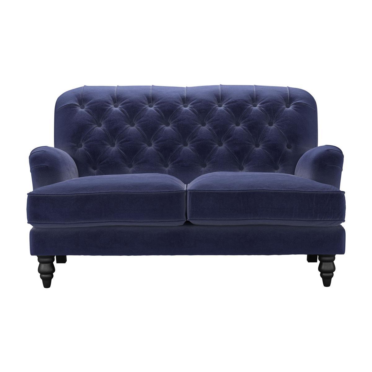 Snowdrop Button Back 2 Seat Sofa (breaks down) in Prussian Blue Cotton Matt Velvet - sofa.com – image 1