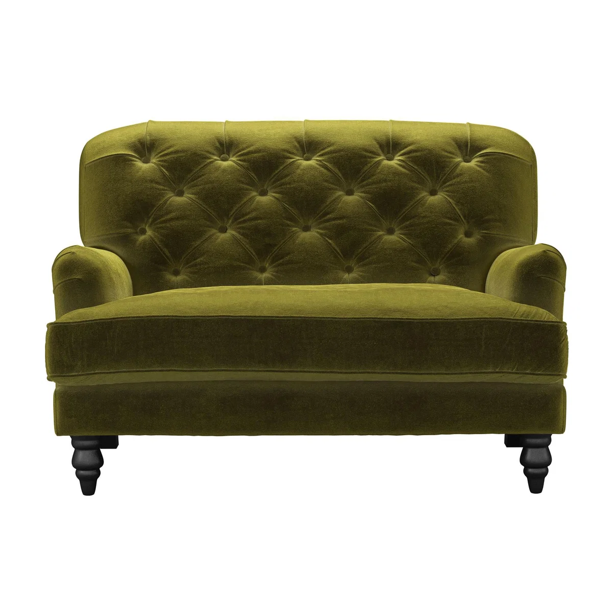 Snowdrop Button Back Loveseat in Olive Cotton Matt Velvet - sofa.com – image 1