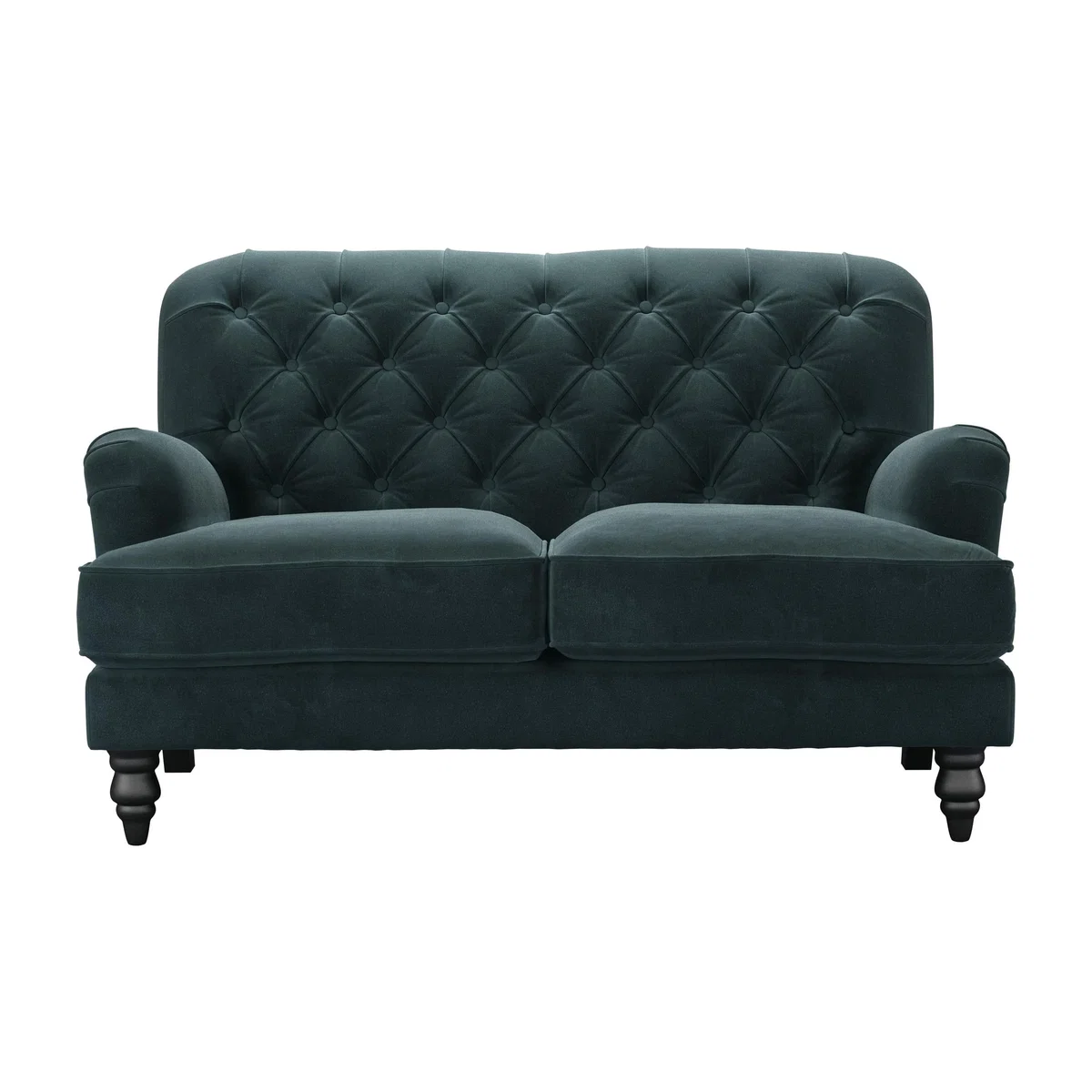 Snowdrop Button Back 2 Seat Sofa in Deep Forest Aquaclean Clever Velvet – image 1